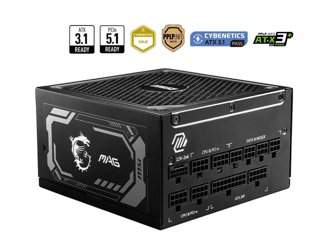MSI MAG A1250GL PCIE5 80 Plus Gold (1250W | Full Modular | ATX 3.1 | PCIE Gen 5.1 Ready )