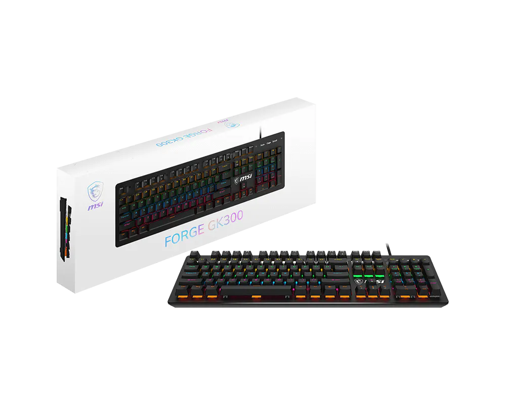 MSI Forge GK300 Gaming keyboad (Mechanical Blue Switches, 26 Keys Anti-Ghosting, RGB LED, 20M+ Key Stroke Life, Wired)
