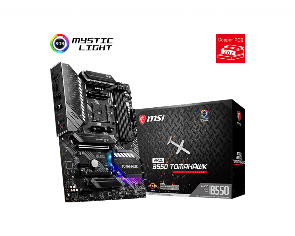 MSI MAG B550 TOMAHAWK (ATX | Support AMD Ryzen AM4 Series Processor | DDR4 | Gen3 M.2 | 2.5G LAN | USB-C)