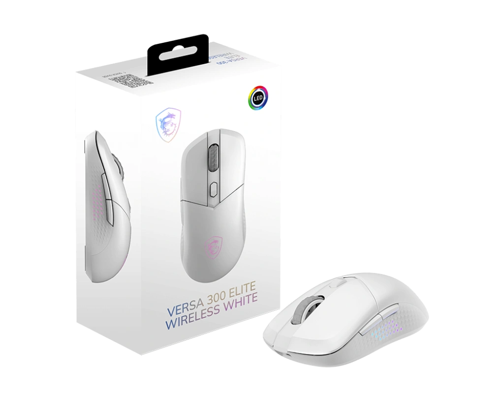 MSI VERSA 300 Elite WHITE (26000 DPI  |1000 Hz /1 ms Polling Rate | Kailh Micro Switch| RGB Light | 60M Clicks, Bluetooth, Wireless, Up to 200 hours b