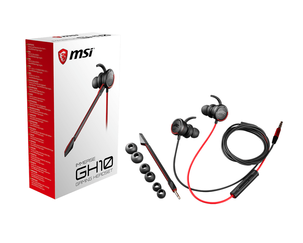MSI IMMERSE GH10 (Wired | 3.5mm Audio Jack | 13.5mm Driver | Detachable Microphone | Earhook Design)