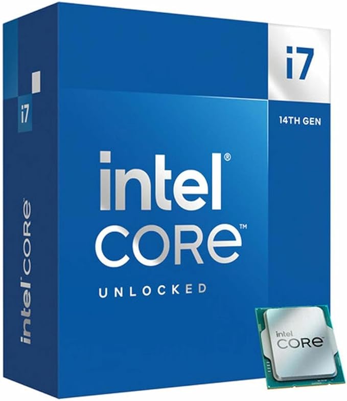 Intel CPU 14th Gen Core i7-14700K Track Pack, , 28 Threads, 33MB Smart Cache,28MB L2 Cache, 10nm, 128GB, LGA 1700, Support DDR4 / DDR5]