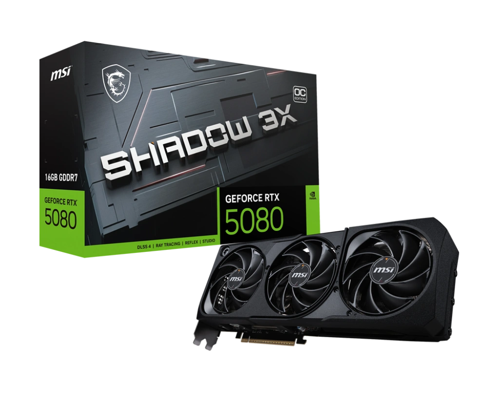 MSI GeForce RTX 5080 16G Shadow 3X OC (16GB GDDR7 | 256-bit | 2655 MHz Core Clocks | Triple FAN)