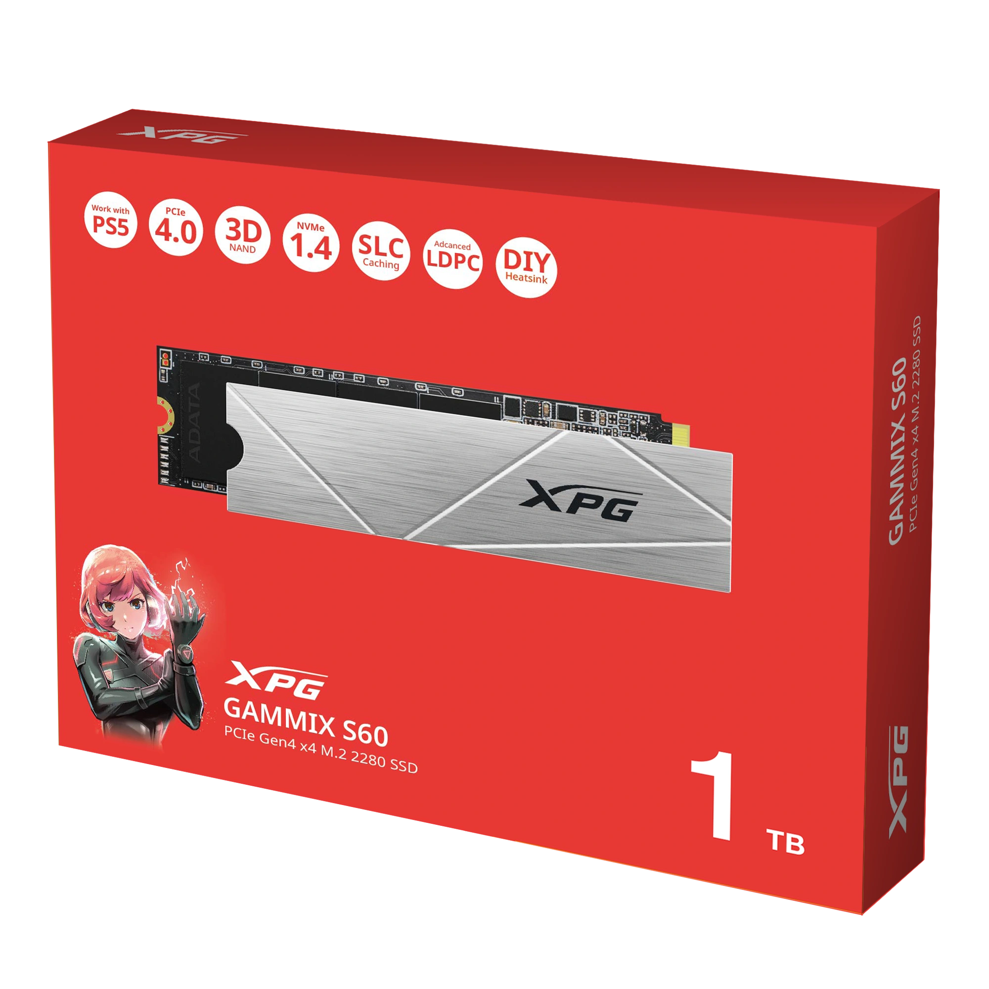 XPG Gammix S60(PCIe Gen4 | R/W Up to 5000/4200 MB/s | SLC Caching & HB Buffer | With Heatsink | Work PS5)