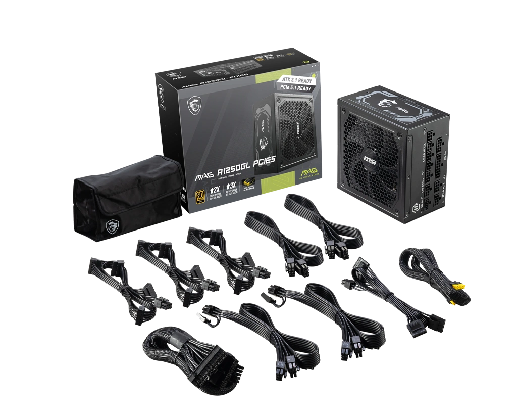 MSI MAG A1250GL PCIE5 80 Plus Gold (1250W | Full Modular | ATX 3.1 | PCIE Gen 5.1 Ready ) MSI MAG A1250GL PCIE5 80 Plus Gold (1250W | Full Modular | ATX 3.1 | PCIE Gen 5.1 Ready )