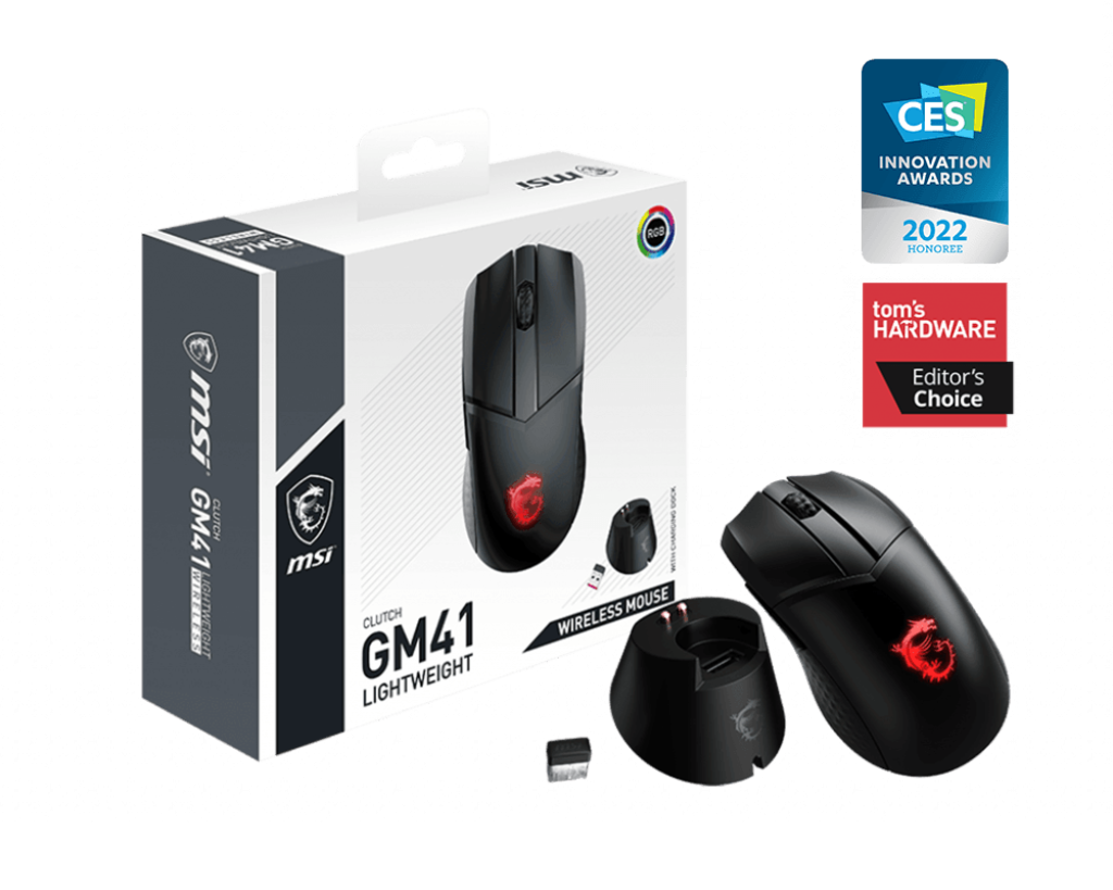 MSI CLUTCH GM41 Lightweight Wireless Gaming Mouse (20000 DPI | RGB | Up to 80 Hrs Backup)