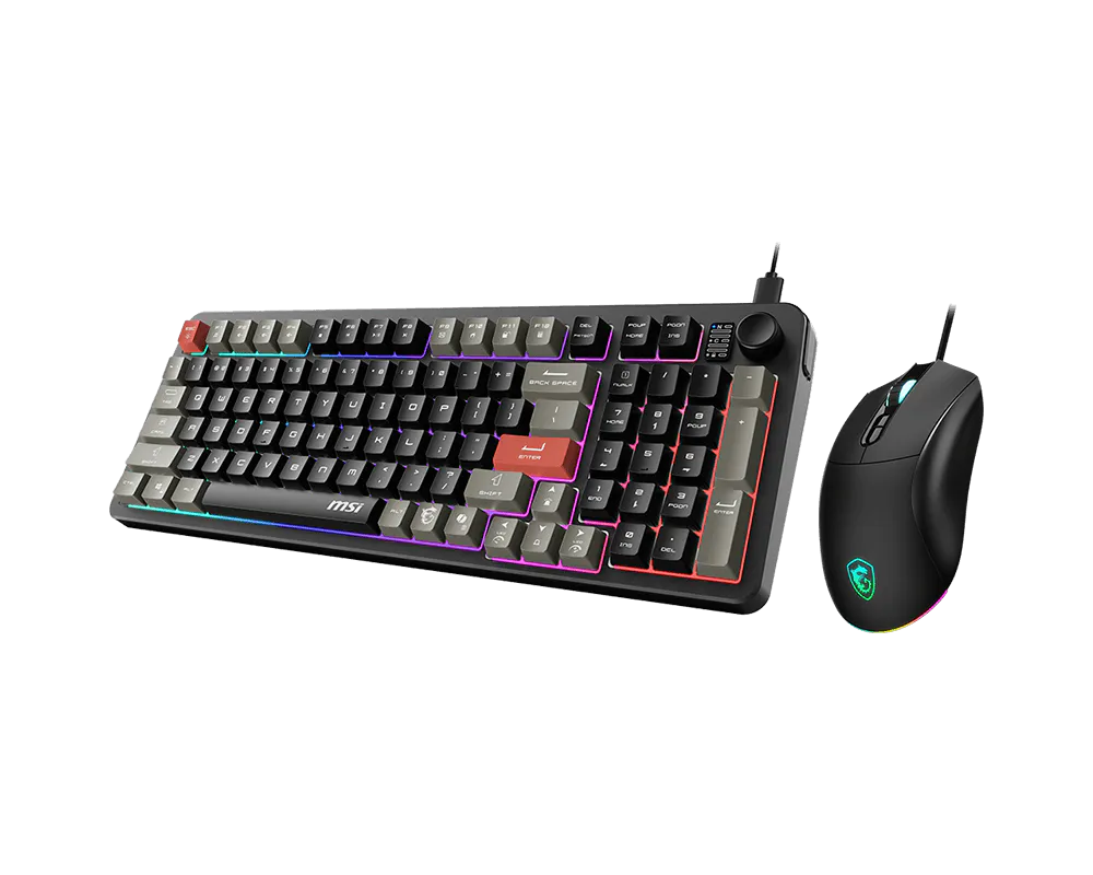 MSI Forge GK110 Combo US Gaming RGB Keyboard & Mouse Set 26-Key Anti-Ghosting, 12800 DPI Optical Sensor, USB, Multiple Colors