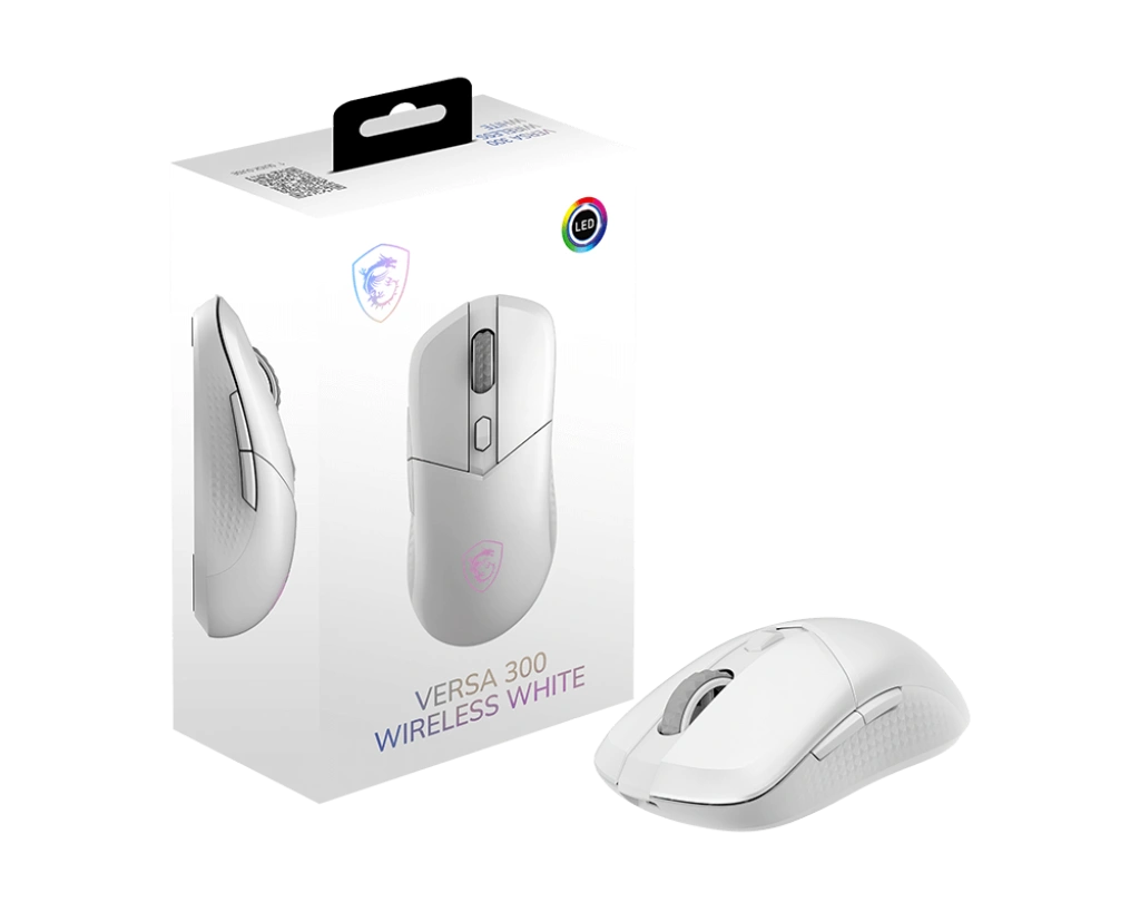 MSI VERSA 300 WIRELESS WHITE (8000 DPI  |1000 Hz /1 ms Polling Rate | Kailh Micro Switch| RGB Light | Up to 50 hours battery)