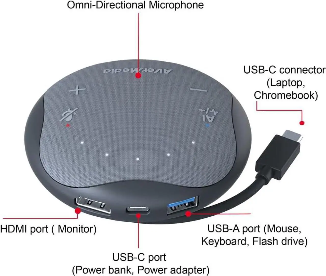 AverMedia Speakerphone AS315 (Ai Noise Reduction Mic, 3W Speaker)
