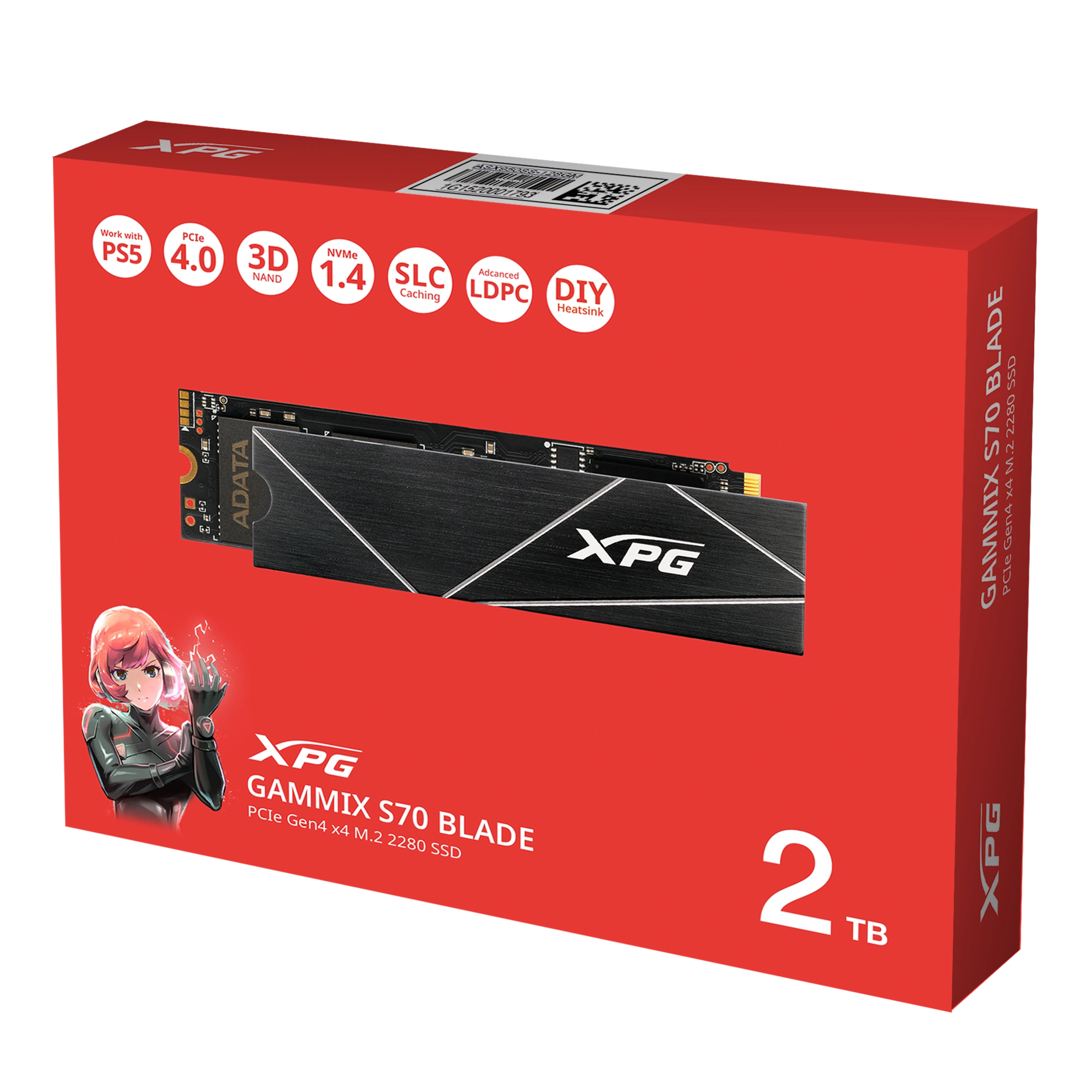 XPG S70 Blade (PCIe Gen4 | R/W Up to 7400/6800/MB/s | SLC & DRAM Cache | Aluminum Heatsink)