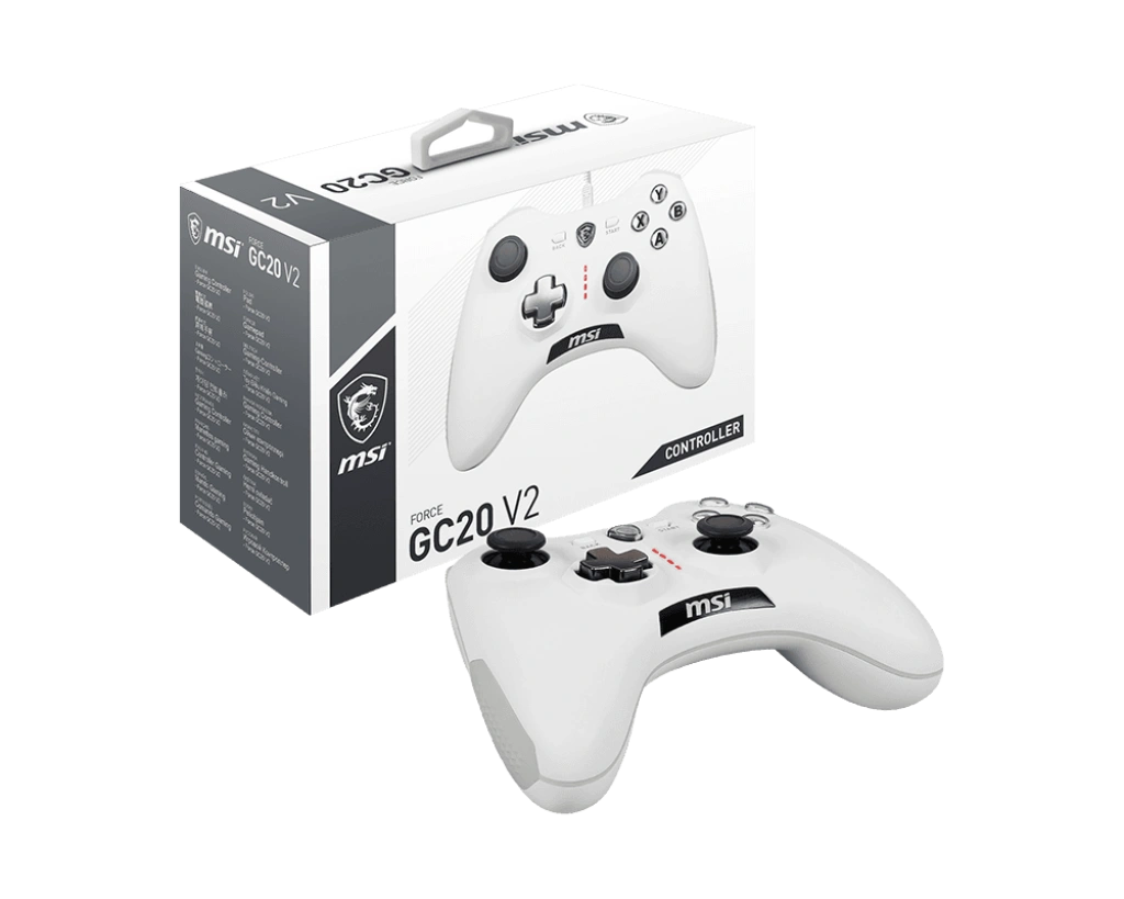 MSI Force GC20 V2 White (Wired | Support PC & Android | Dual Vibration Motor | Durable Switches | Micro USB)